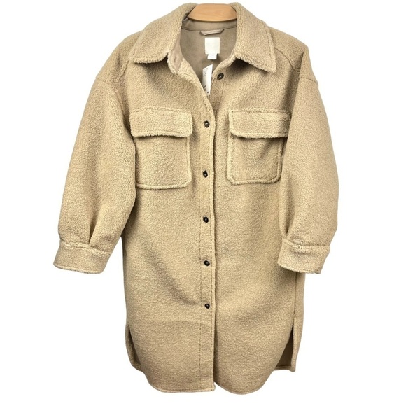 ** NEW H&M Long Tan Sherpa Shacket Size M Sold Out and ISO - Picture 6 of 9